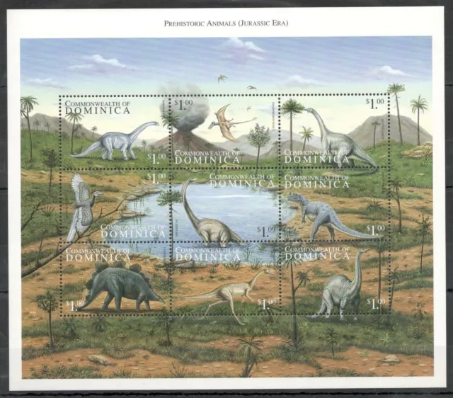 Pk003 Dominica Fauna Prehistoric Animals Jurassic Era Dinosaurs Kb Mnh Stamps