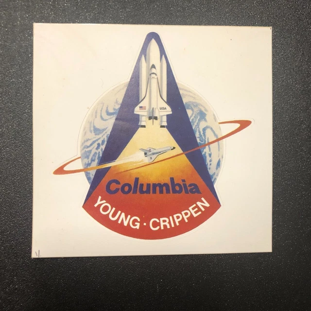 NASA Vintage Paper Sticker Space Shuttle COLUMBIA STS-1 Young Crippen