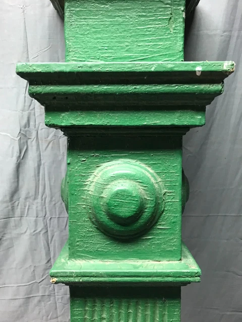 Vintage Shabby Green Fluted Bullseyes Porch Post 6x42 Old Chic Garden 1208-22B 7