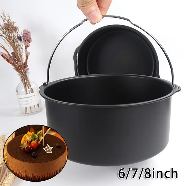 Pandeja para hornear 6 pulgadas 8 pulgadas freidora de aire para hornear cesta bandeja para pasteles sartén antiadherente