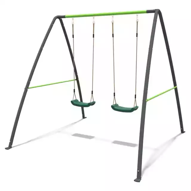 Rebo Steel Series Metal Garden Swing Set Double Swing Green