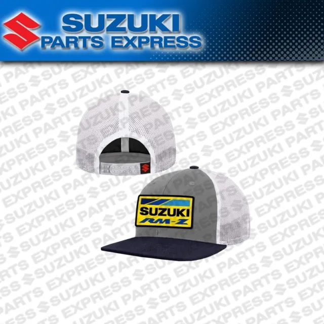New Suzuki Rm-Z White And Gray Grey Snapback Trucker Hat 990A0-17164