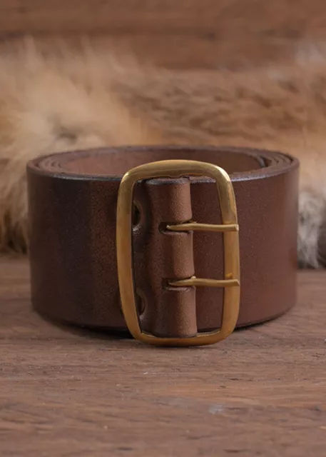 Ceinture en Cuir Avec Boucle Laiton,Brun Foncé ,Env. 135 CM - Dossier Jackknife