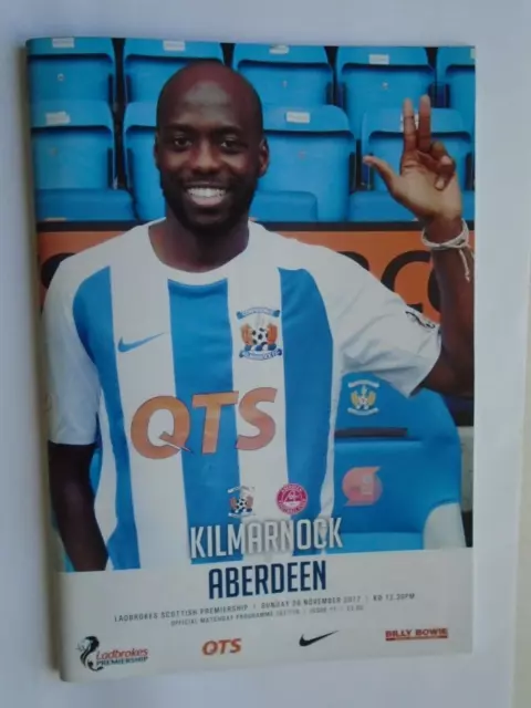 Kilmarnock v Aberdeen 2017/18 Scottish Premiership November with teamsheet