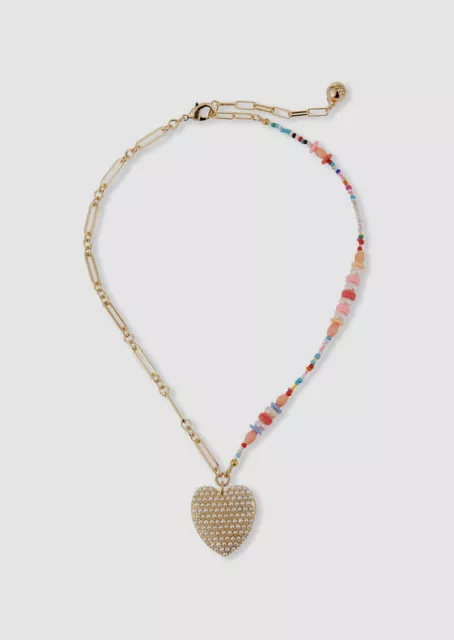 $275 Lulu Frost Women's Gold Plated Beaded Dolce Pearl Heart Locket Necklace