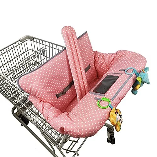 Shopping Cart Cover, 2 in 1 cart Cover for Babies N high Chair Cover, Pink dot