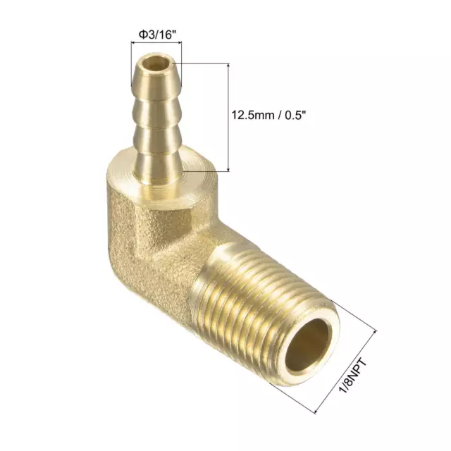 Brass Fluted Hose Fitting 3/16""1/8 NPT Male Hose Connector 2pcs 2