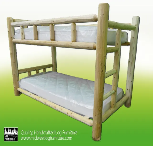 Premium Log Bunk Bed- Queen Over Queen  - Free Shipping 2