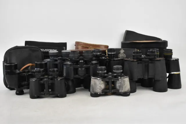 Bundle of x8 Binoculars Vintage & Retro Untested Spares & Repairs With Cases