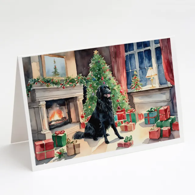 Flat Coated Retriever Cozy Christmas Cards Envelopes Pack of 8 DAC2657GCA7P