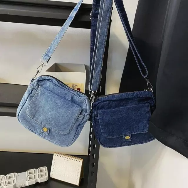 Women's Blue Denim Tote Bag Crossbody Shoulder Handbag Ladies Jean Purse Satchel