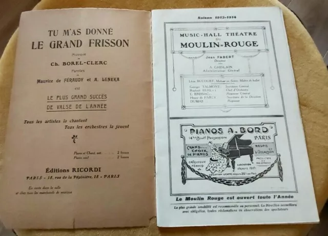 Ancien Programme saison1913 1914 Music Hall Théâtre MOULIN ROUGE FAIS VOIR DIS 2