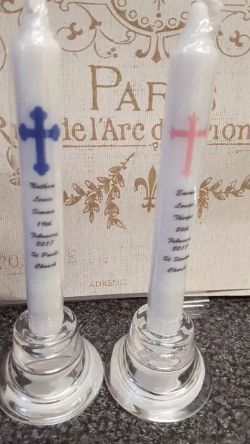 Christening / Baptism Personalised Tapered Candle  Favour Gift 7" naming candle