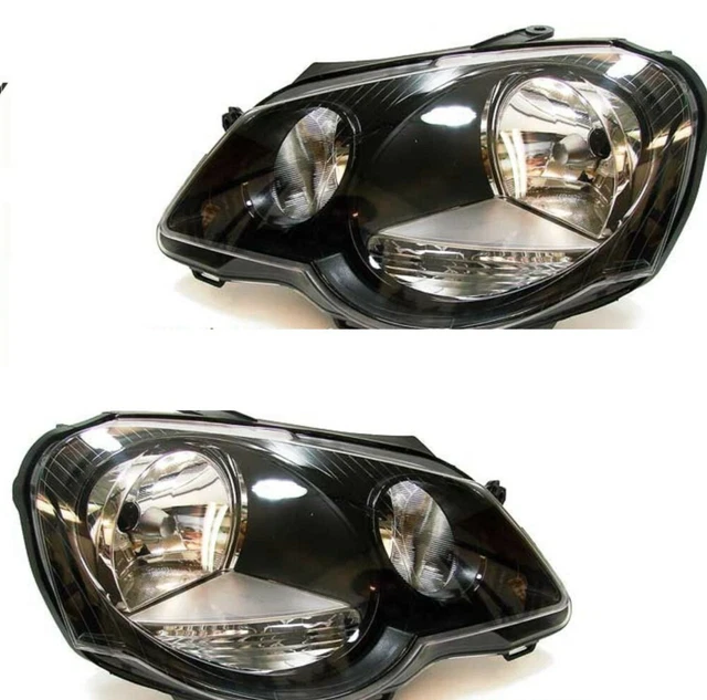 VW Polo Headlights Mk4 GTI 9N3 Hatchback 2005-2010 Black Inner Headlamps 1 Pair