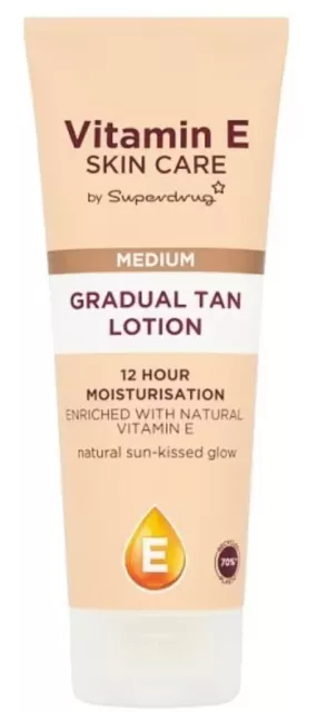 Superdrug Vitamin E Gradual Tan Lotion Fake Tan MEDIUM SHADE 200ml