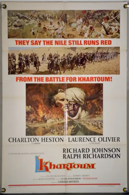 Khartoum Ff Original One Sheet Movie Poster Charlton Heston (1966)