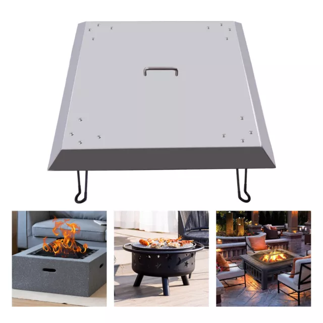 Deflector de calor cuadrado Fire Pit exterior e interior con 4 patas y mango plegable acero inoxidable