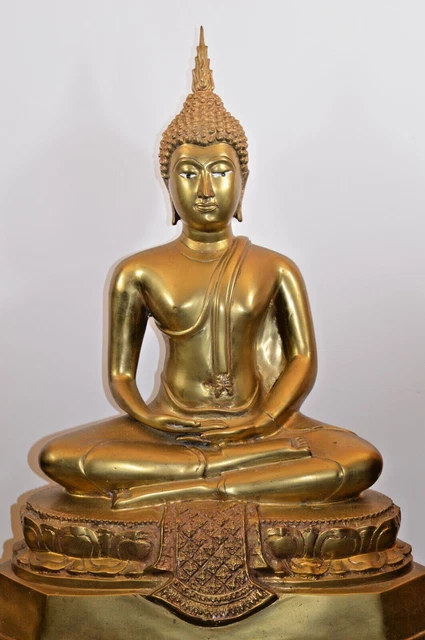 Large (6.8kg) Antique South East Asian/Thai Bronze or Brass Buddha, c1930