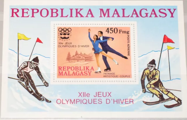 MADAGASCAR MALAGASY 1975 Block 9 A S/S C151 Winter Olympics 1976 Innsbruck MNH
