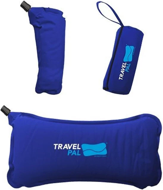 Healthy Back Travel Pal Therapeutic Self Inflating Lumbar Support Pillow Blue