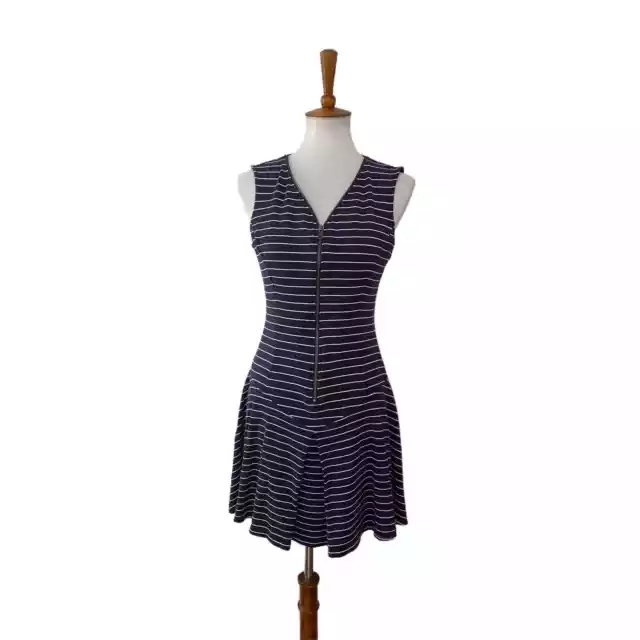 Theory Womens Sleeveless Zip Front Striped Dress Blue White Size 6