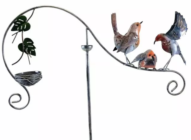 Metal Garden Wind Spinner, Balance Stake - Robin Bird Nest
