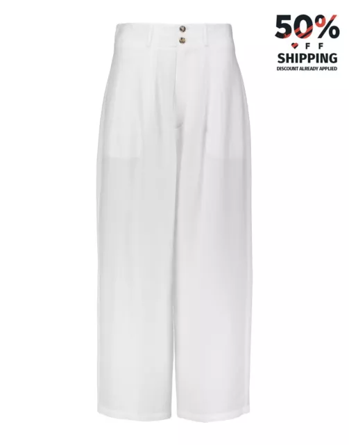 RRP€335 MCQ ALEXANDER MCQUEEN Trousers IT44 US8 UK12 L White High Waist Cropped