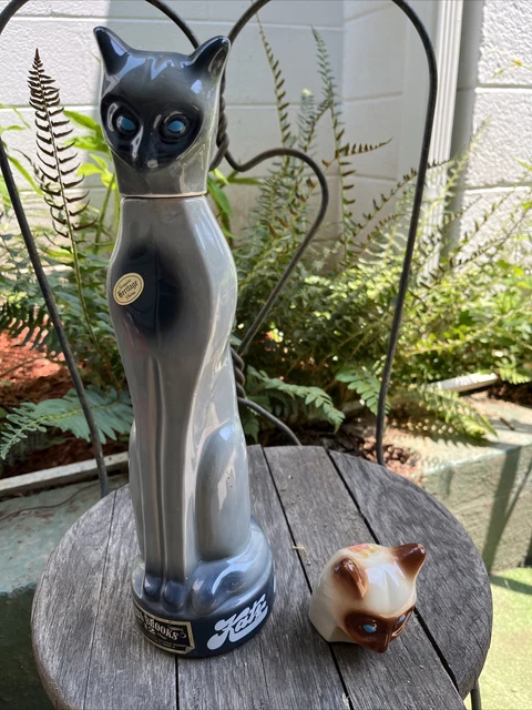 Rare 1969 Ezra Brooks Katz Decanter Bottle Siamese Cat 14.5", EMPTY