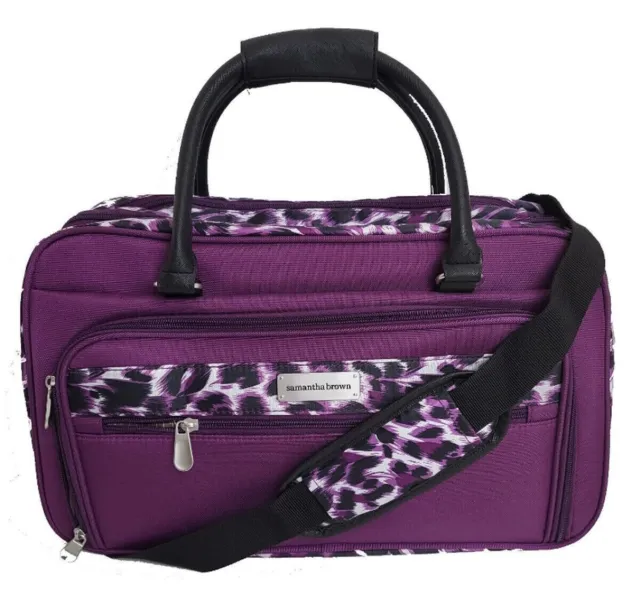 Samantha Brown Carry-All Travel Bag Carry-On Luggage - Purple Leopard