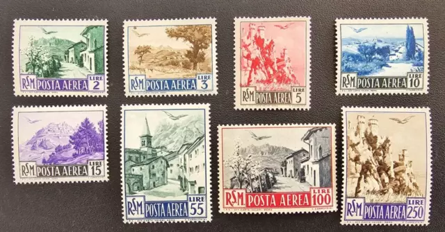 8 francobolli Repubblica San Marino Posta Aerea Anno 1950 **