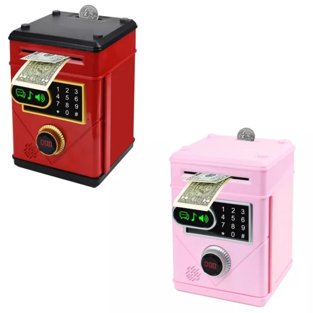 Touchscreen Electronic Piggy Bank Mini ATM Safe, Coin Banks with Password & 1...