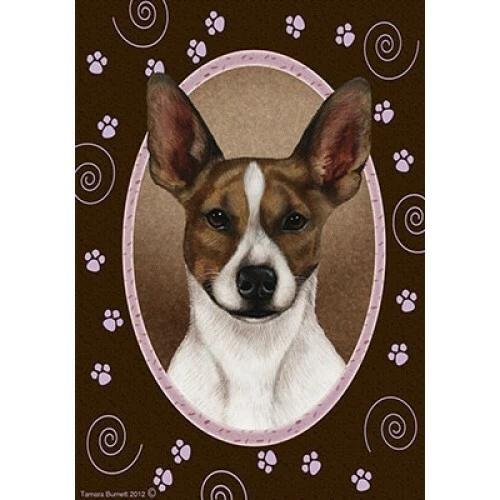 Paws Garden Flag - Brown and White Rat Terrier 171301