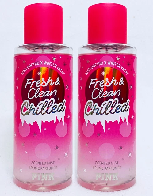 2 Victoria's Secret Pink FRESH CLEAN CHILLED Mist Body Spray Perfume 8.4 oz