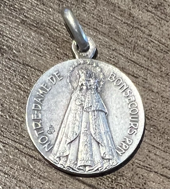 Medaille religieuse ancienne " Notre Dame de Bon secours " - metal argente