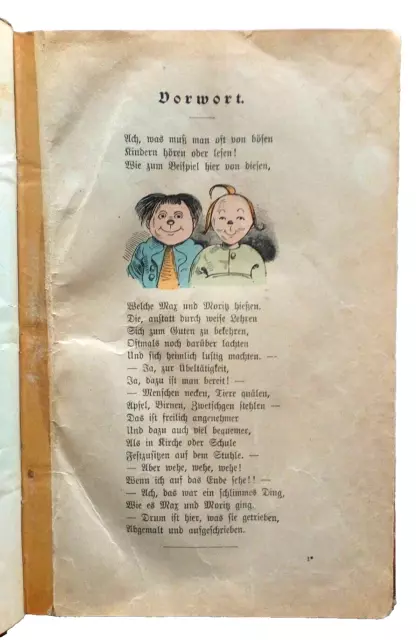 👦👱 W. Busch: MAX UND MORITZ. Eine Bubengeschichte in sieben Streichen. um 1890