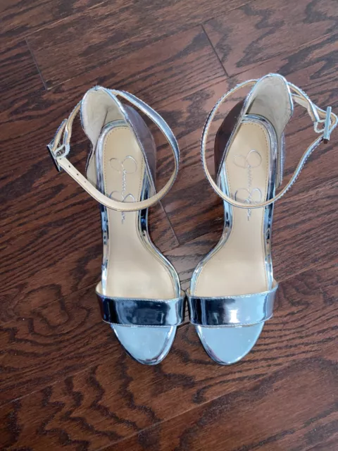 Jessica Simpson JS-Vaile High Heel Open Toe Shoe Size 9M Silver 3