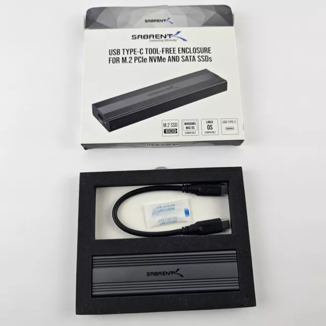 SABRENT USB Type-C Tool-Free Enclosure for M.2 PCIe NVMe and SATA SSDs EC-SNVE
