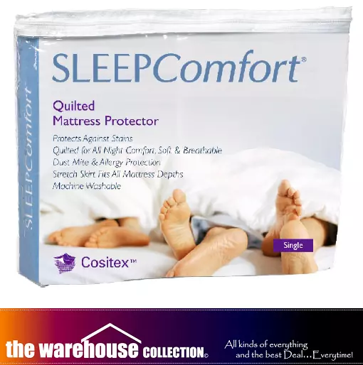 Sleep Comfort Anti-dustmite King Mattress Protector Cositex Quilted Stretch Fit
