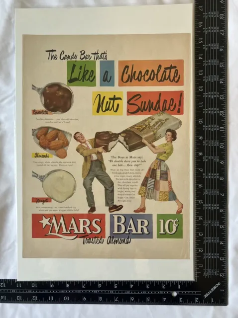rare 10¢ vintage print ad Mars Toasted Almond Chocolate Bar Candy