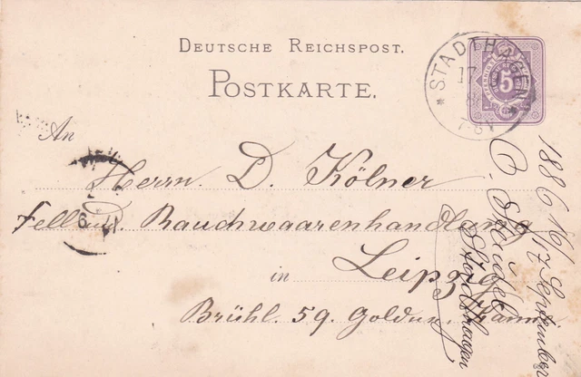 PK Dt.Reichspost , 1886 , Stadthagen
