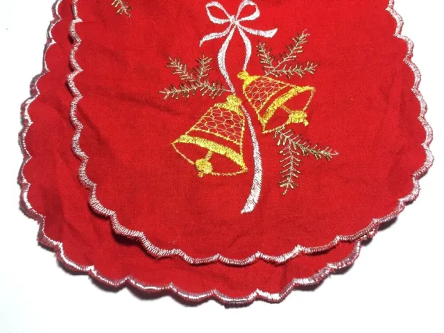 "Mantel de Navidad de colección rojo centro mesa corredor decoración campanas bordadas 18"