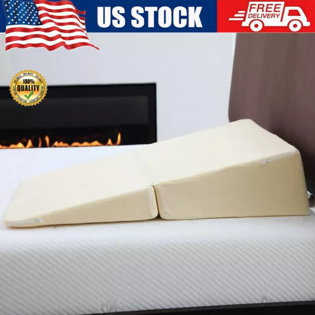 Wedge Pillow Folding Support Memory Foam Remedy Pillow W/ Zipper Cover Bedroom