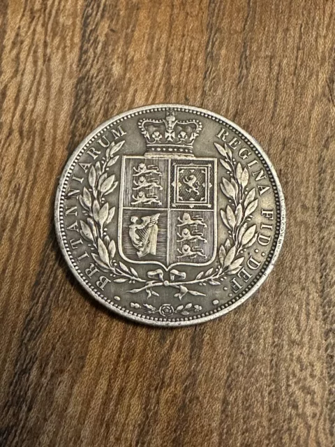 Solid Silver 1884 Queen Victoria Half Crown