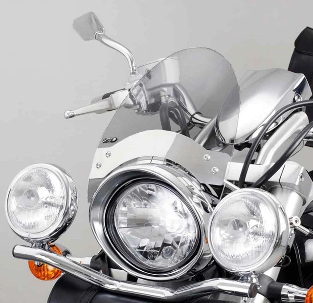 Pare-brise Puig Custom Pour Kawasaki Vulcan 800 Classic (1996-2006) - Teinte Fumée Clair - Hauteur 290mm, Largeur 260mm - Neuf