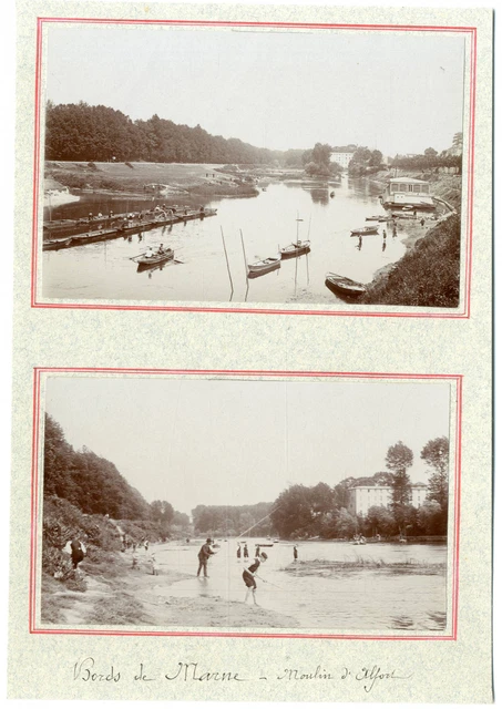 France, les bords de la Marne, le moulin Alfort  vintage silver printEnsemble