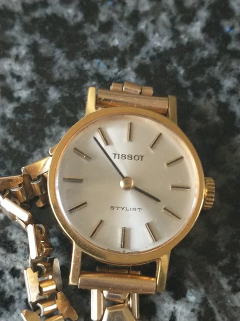 VINTAGE TISSOT STYLIST Winding Gold Plated Ladies watch on rolled gold  bracelet. EUR 22,85 - PicClick FR