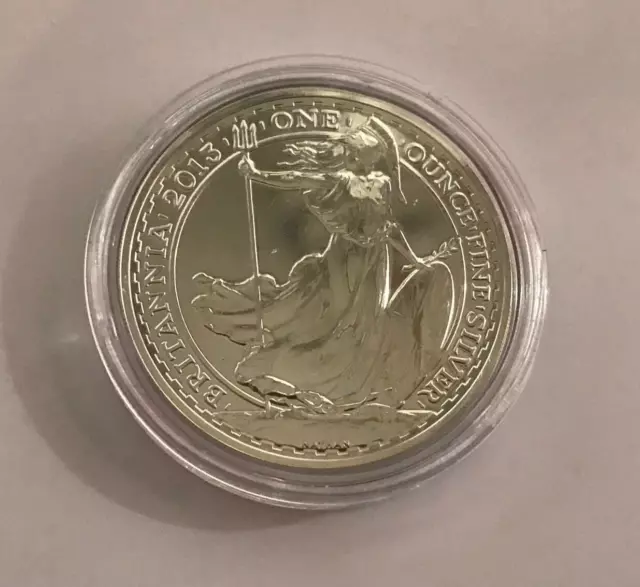 2013 Silver Britannia 1 Ounce 1Oz 2 Pounds .999 Fine Silver Coin