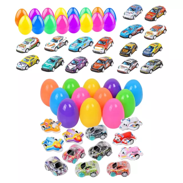 12/16Pcs NEW Easter Eggs Filled With Pull-Back Cars, Assorted Colorful Prefille