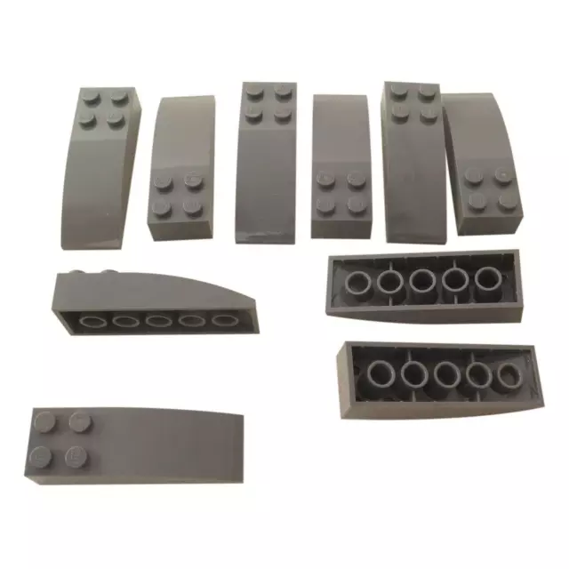 10 NEW LEGO Slope, Curved 6 x 2 Dark Bluish Gray