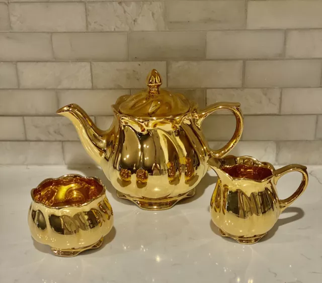 Royal Winton Grimwades Golden Age Teapot Creamer Sugar Set England